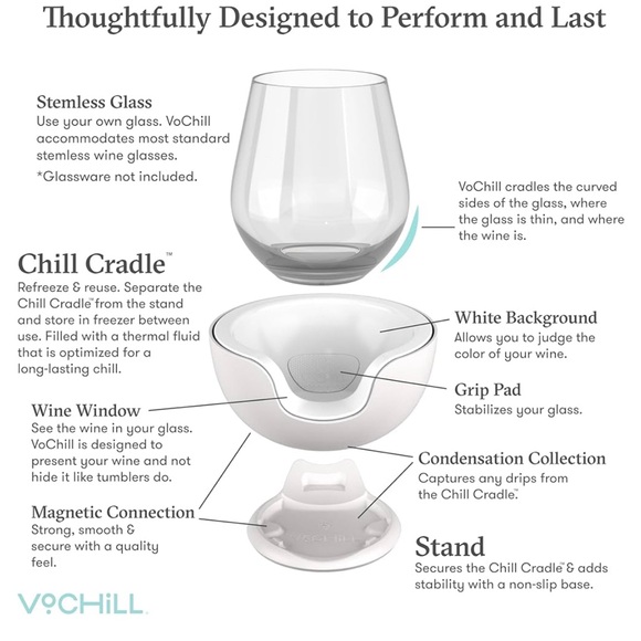 VoChill Stemless Wine Glass Chiller - Picture 5 of 6